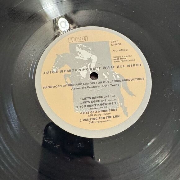 Can't Wait All Night LP by Juice Newton vinyl 1984 VG+ AFL1-4995 RCA Records - Picture 7 of 8